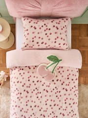Pink Spot Fleece Duvet Cover and Pillowcase Set - Image 3 of 5