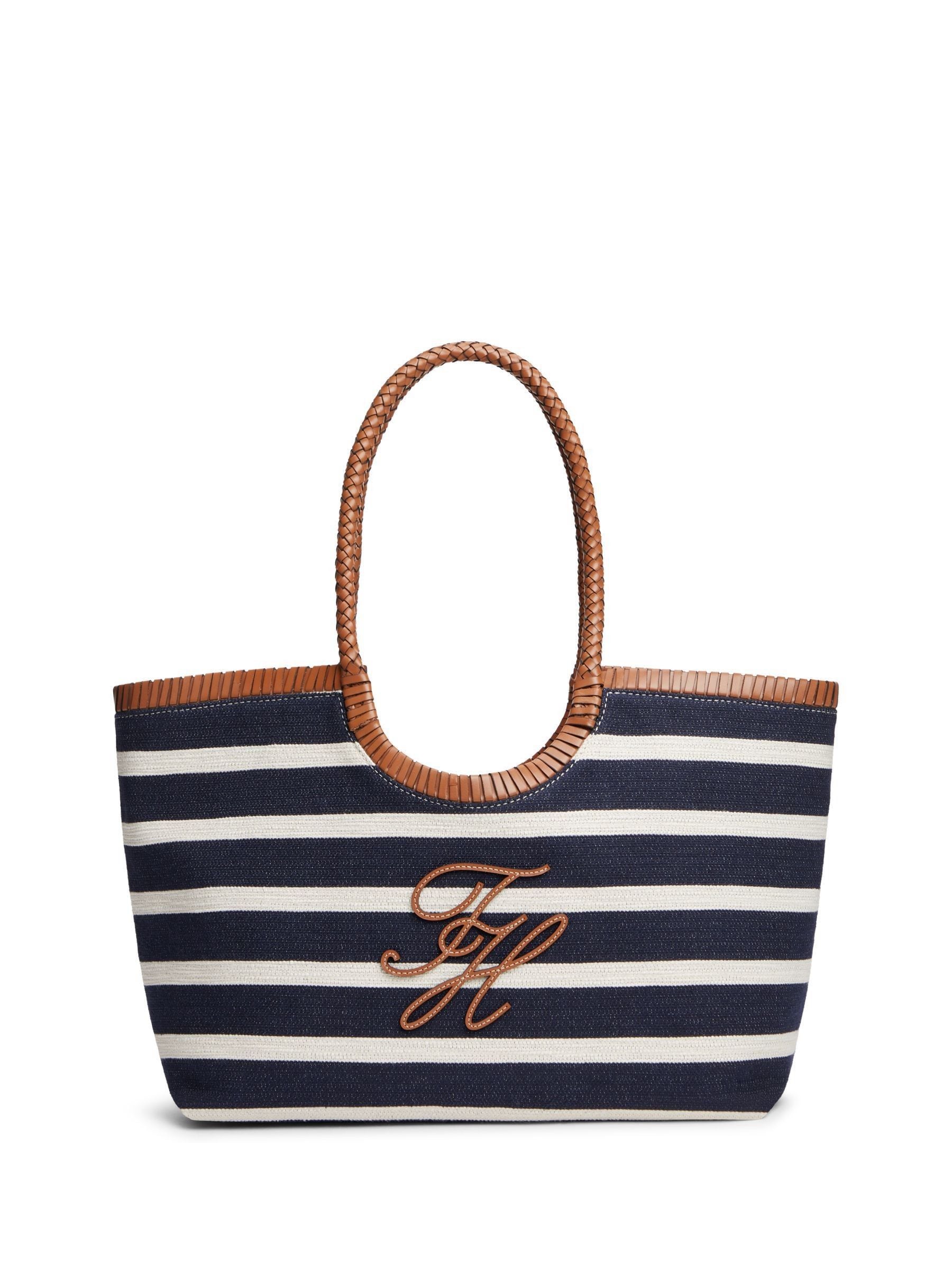 Buy Tommy Hilfiger Blue Stripe Textured Logo Tote Bag from Next USA