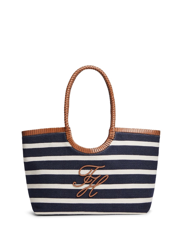 Tommy Hilfiger Stripe Textured Logo Tote Bag - תמונה 1 מתוך 4 Tommy Hilfiger Stripe Textured Logo Tote Bag - תמונה 1 מתוך 4
