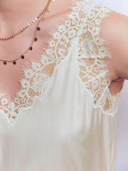 Boden Cream Silk-Blend Lace Trim Cami Top - Image 2 of 5