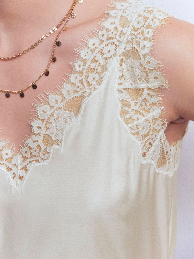 Boden Cream Silk-Blend Lace Trim Cami Top - Image 2 of 5 Boden Cream Silk-Blend Lace Trim Cami Top - Image 2 of 5