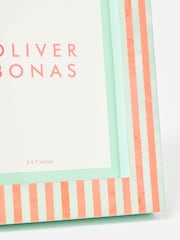 Oliver Bonas Sage & Coral Paloma Stripe Resin Photo Frame 5x7 - Image 4 of 4