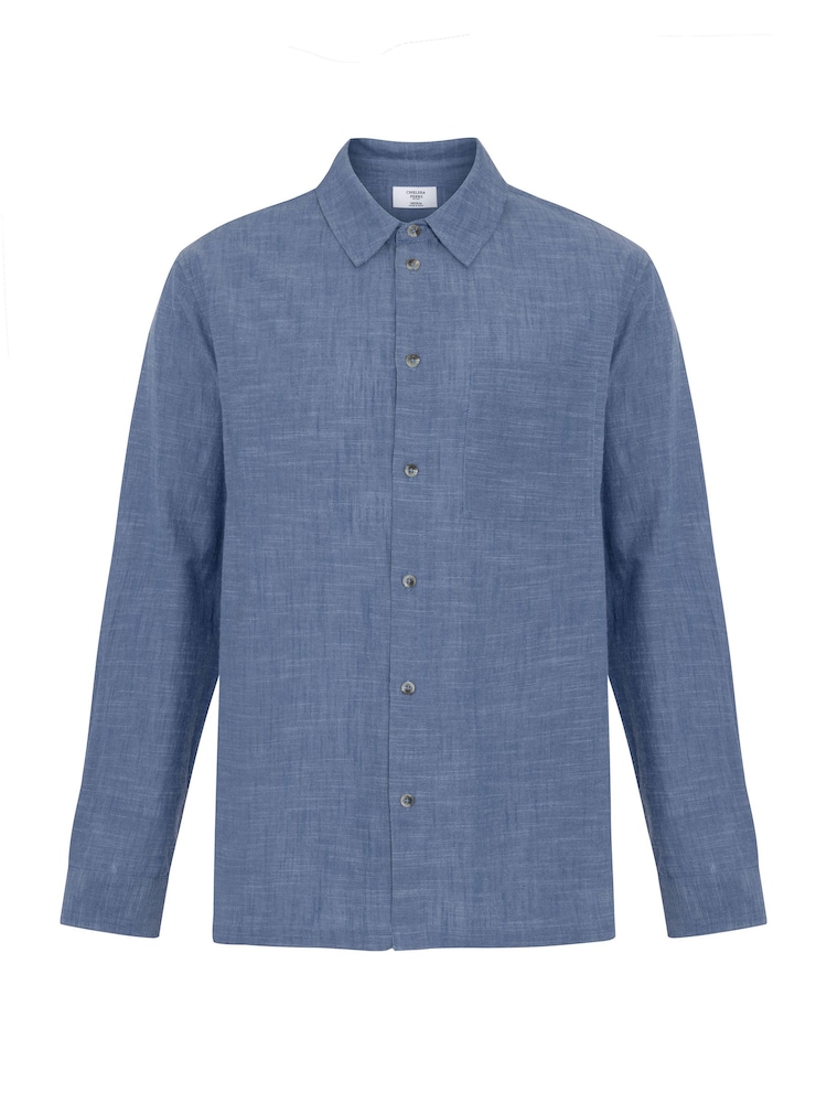 Chelsea Peers Blue Cotton Chambray Long Sleeve Shirt - Image 5 of 5 Chelsea Peers Blue Cotton Chambray Long Sleeve Shirt - Image 5 of 5