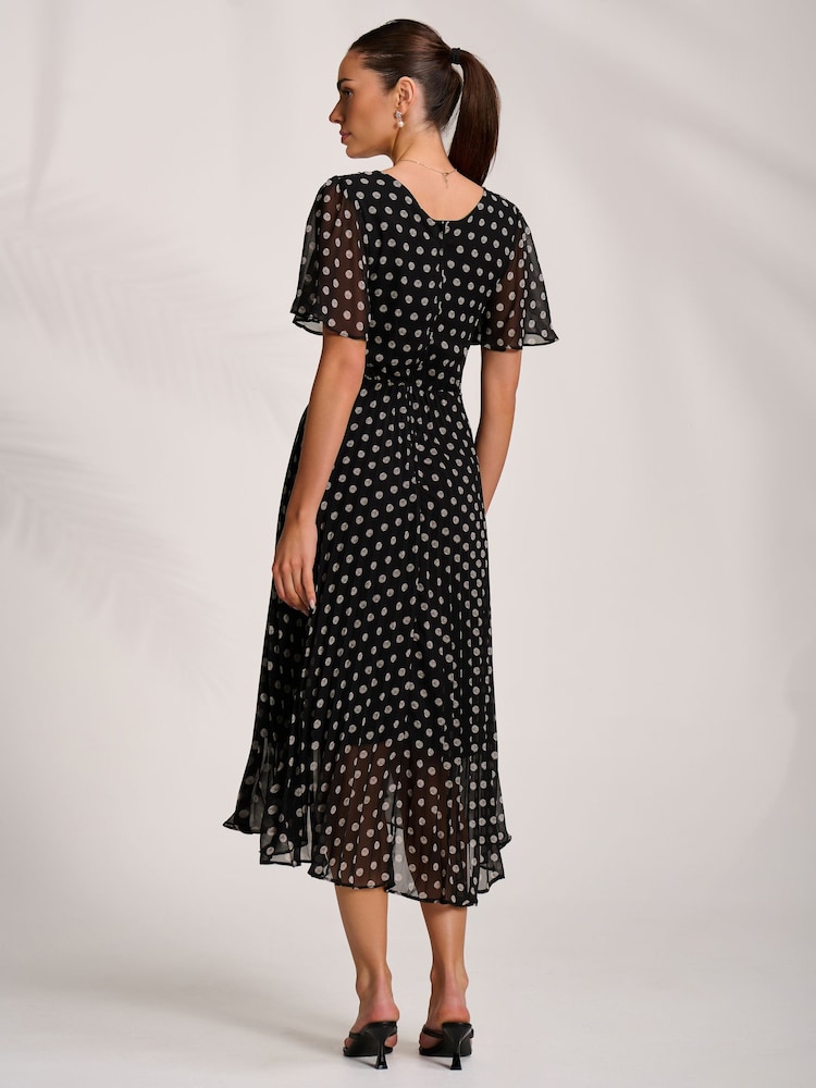 Jolie Moi Black Pleated Chiffon Maxi Dress - Image 2 of 6