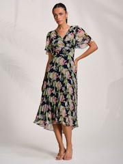 Jolie Moi Black Pleated Chiffon Maxi Dress - Image 6 of 6