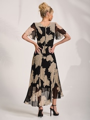 Jolie Moi Black Pleated Chiffon Maxi Dress - Image 2 of 6