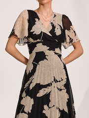 Jolie Moi Black Pleated Chiffon Maxi Dress - Image 3 of 6