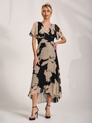 Jolie Moi Black Pleated Chiffon Maxi Dress - Image 4 of 6