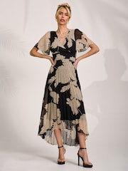 Jolie Moi Black Pleated Chiffon Maxi Dress - Image 6 of 6