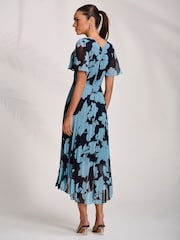 Jolie Moi Blue Pleated Chiffon Maxi Dress - Image 2 of 6