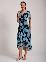 Jolie Moi Blue Pleated Chiffon Maxi Dress - Image 5 of 6