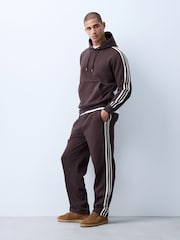 Chocolate Brown Straight Fit Side Stripe Joggers - Image 2 of 4