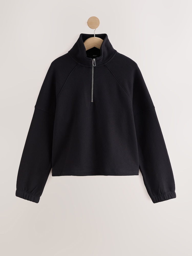 Black Quarter Zip Sweatshirt - Image 1 of 3 Black Quarter Zip Sweatshirt - Image 1 of 3