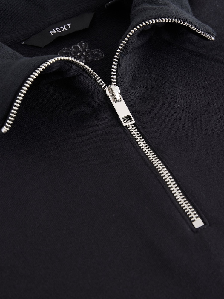 Black Quarter Zip Sweatshirt - Image 3 of 3 Black Quarter Zip Sweatshirt - Image 3 of 3