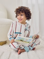 Chelsea Peers Natural Kids Dogs Caddy Stripe Print Long Pyjamas Set - Image 1 of 8