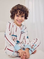 Chelsea Peers Natural Kids Dogs Caddy Stripe Print Long Pyjamas Set - Image 2 of 8