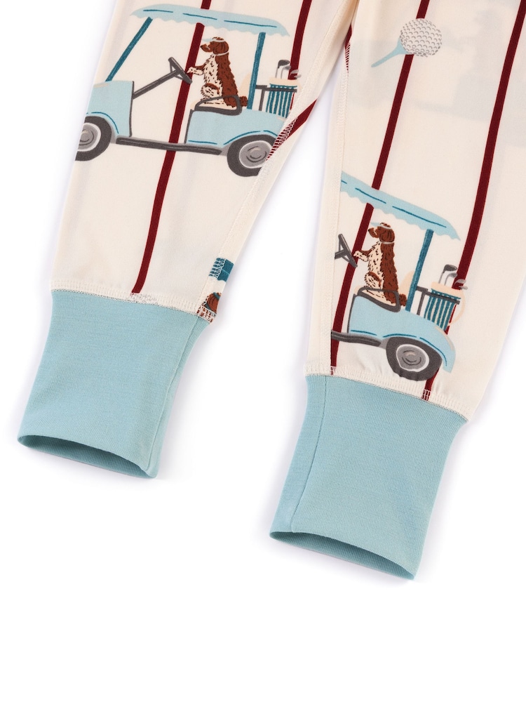 Chelsea Peers Natural Kids Dogs Caddy Stripe Print Long Pyjamas Set - Image 8 of 8 Chelsea Peers Natural Kids Dogs Caddy Stripe Print Long Pyjamas Set - Image 8 of 8