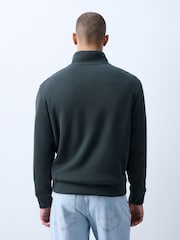 Pine Green N.Premium Smart Rib Textured Quarter Zip Sweat Top - Image 3 of 4