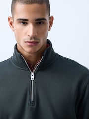 Pine Green N.Premium Smart Rib Textured Quarter Zip Sweat Top - Image 4 of 4