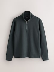 Pine Green N.Premium Smart Rib Textured Quarter Zip Sweat Top - Image 5 of 7