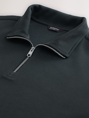 Pine Green N.Premium Smart Rib Textured Quarter Zip Sweat Top - Image 7 of 7