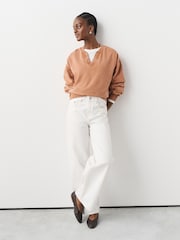 Burnt Orange Washed Popper Neck Sweatshirt - Image 2 of 4
