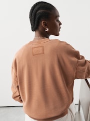 Burnt Orange Washed Popper Neck Sweatshirt - Image 3 of 4