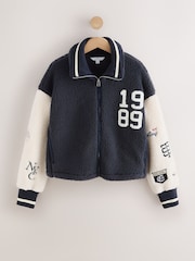 Blue/White Varsity Badge Borg Jacket - Image 1 of 3