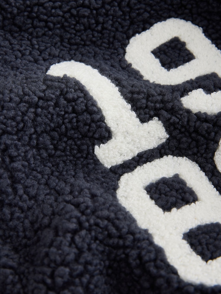Blue/White Varsity Badge Borg Jacket - Image 2 of 3 Blue/White Varsity Badge Borg Jacket - Image 2 of 3