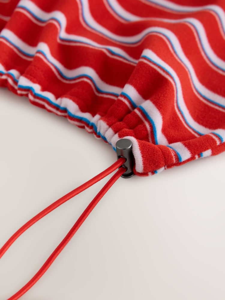 Red Velour Striped Rugby Top - Image 10 of 10