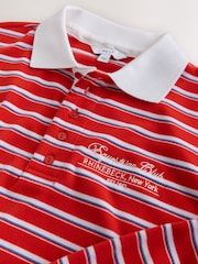 Red Velour Striped Rugby Top - Image 9 of 10