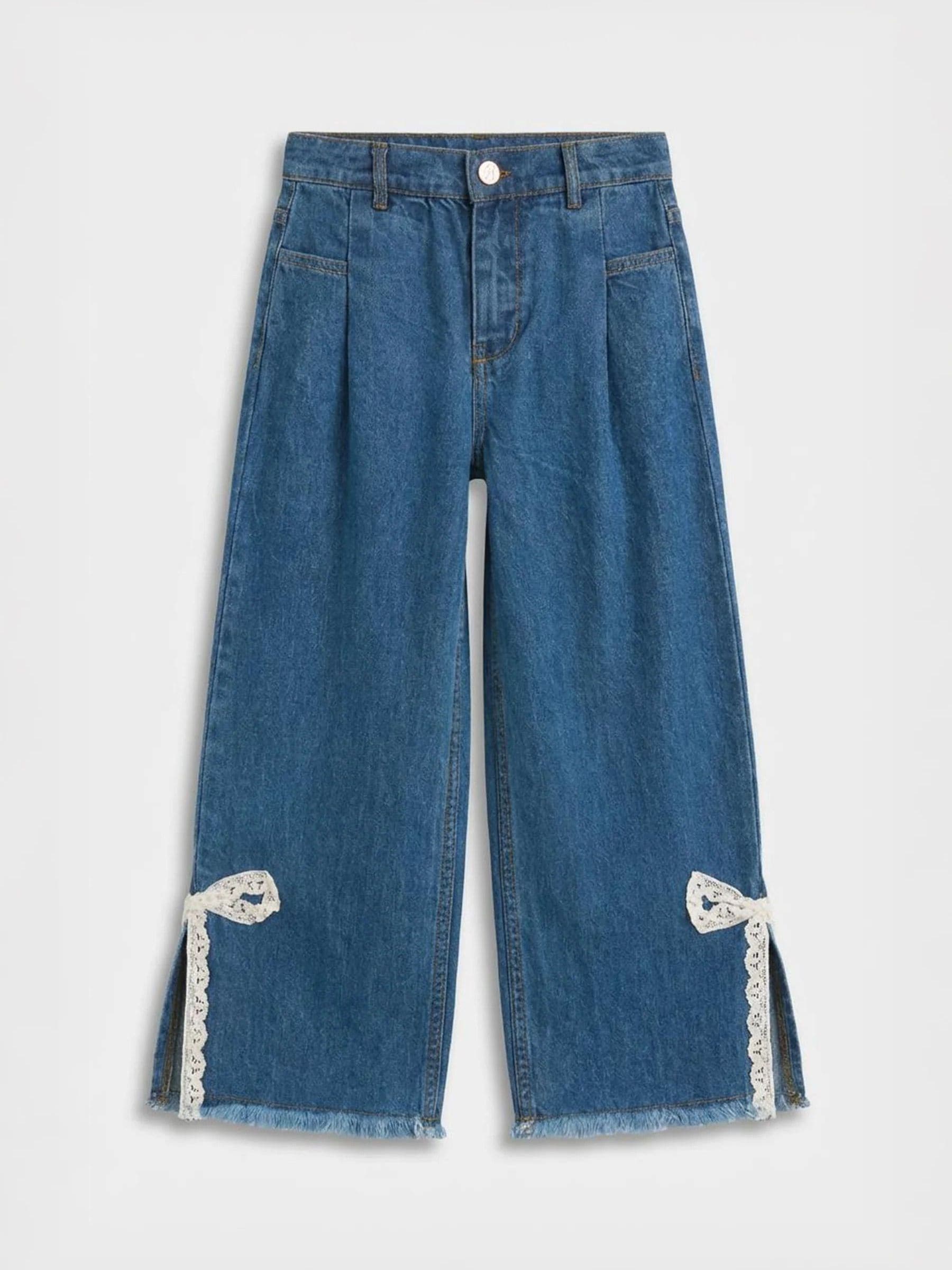 Buy Angel & Rocket Blue Lena Bow Detail Straight Leg Jeans from