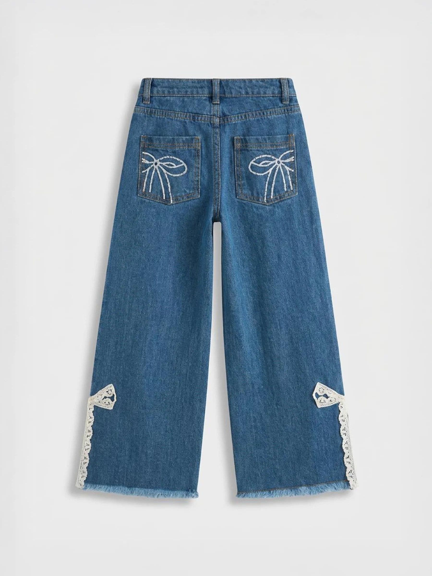 Buy Angel & Rocket Blue Lena Bow Detail Straight Leg Jeans from