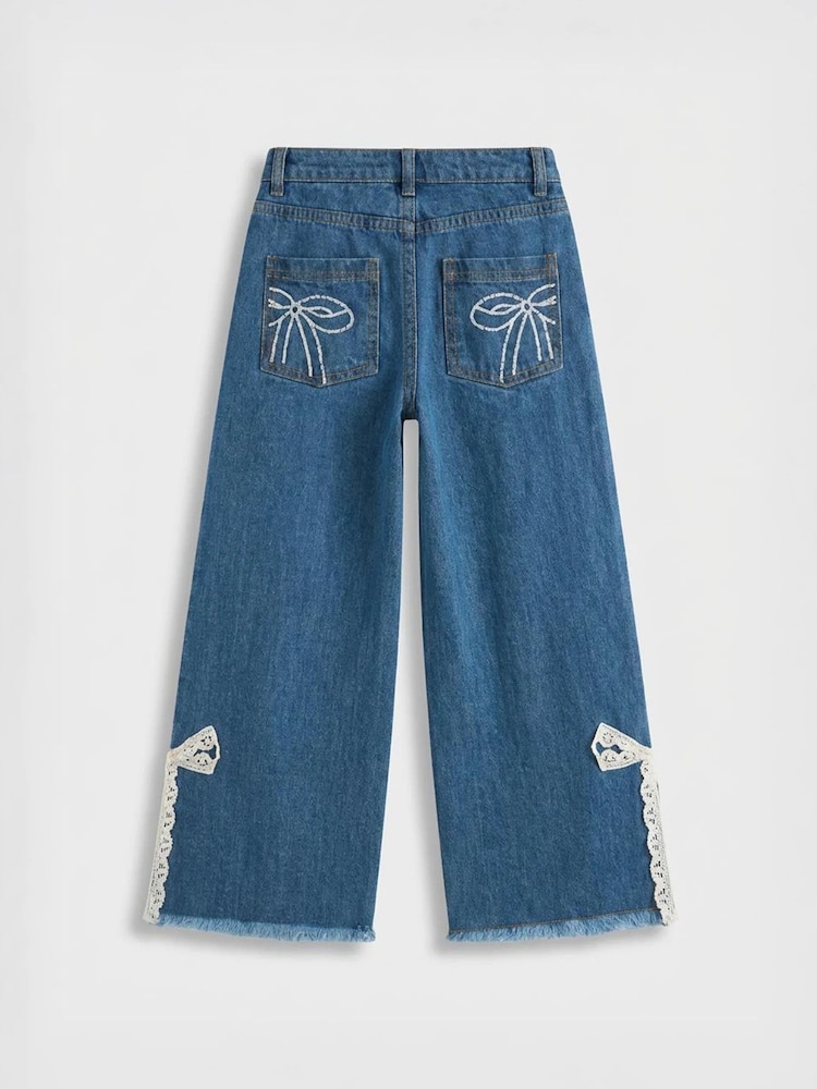 Angel & Rocket Blue Lena Bow Detail Straight Leg Jeans - Image 3 of 3