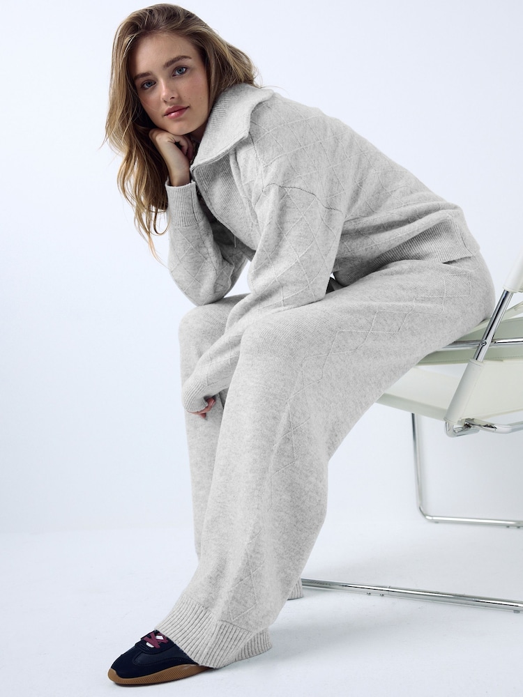 Grå - Knitted Wide Leg Joggers - Bild 1 av 10 Grå - Knitted Wide Leg Joggers - Bild 1 av 10
