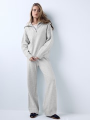Grå - Knitted Wide Leg Joggers - Bild 2 av 10
