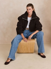 Chocolate Brown Sheepy Borg Zip Through Jacket - Image 2 of 7
