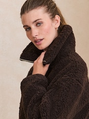 Chocolate Brown Sheepy Borg Zip Through Jacket - Image 4 of 7