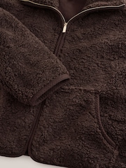 Chocolate Brown Sheepy Borg Zip Through Jacket - Image 6 of 7