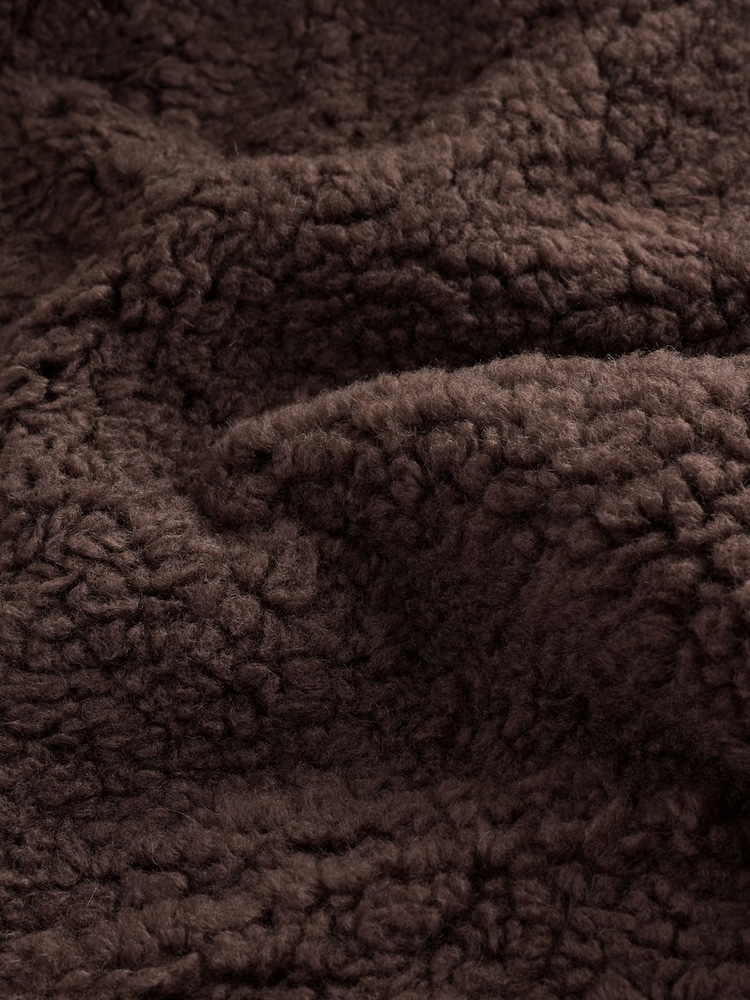 Chocolate Brown Sheepy Borg Zip Through Jacket - Image 7 of 7 Chocolate Brown Sheepy Borg Zip Through Jacket - Image 7 of 7