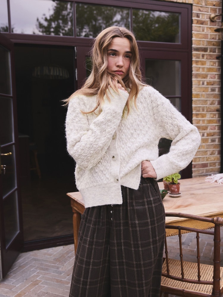 Cream Knitted Cardigan - Image 1 of 8 Cream Knitted Cardigan - Image 1 of 8