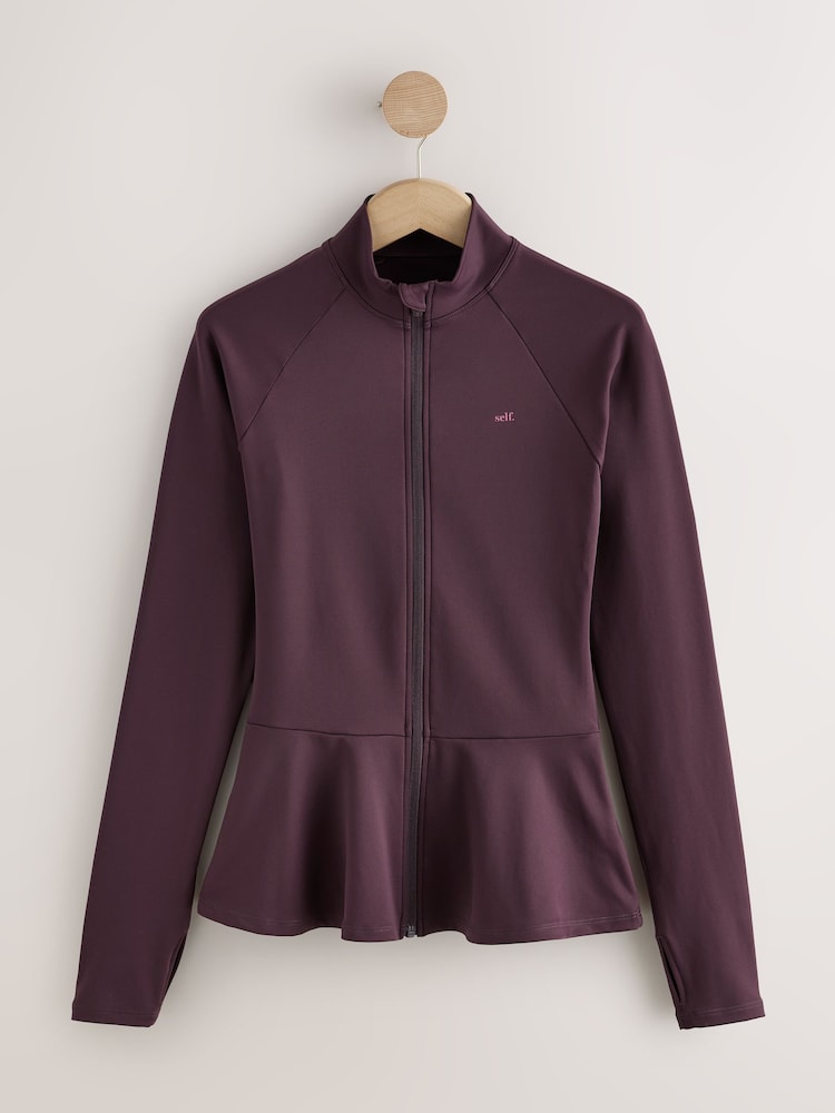 Bordo Qırmızı - Self. Tam Fermuarlı Peplum Techinal Gödəkçə - 3şəkildən 1 şəkil