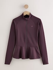 self. Burgundy Red Peplum Techinal Jacket with Full Zip - Image 7 of 9