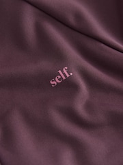 self. Burgundy Red Peplum Techinal Jacket with Full Zip - Image 8 of 9