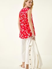 Roman Red Ditsy Floral Print Pintuck Top - Image 2 of 5