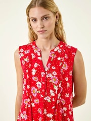 Roman Red Ditsy Floral Print Pintuck Top - Image 4 of 5