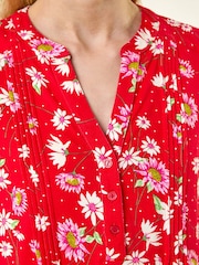 Roman Red Ditsy Floral Print Pintuck Top - Image 5 of 5