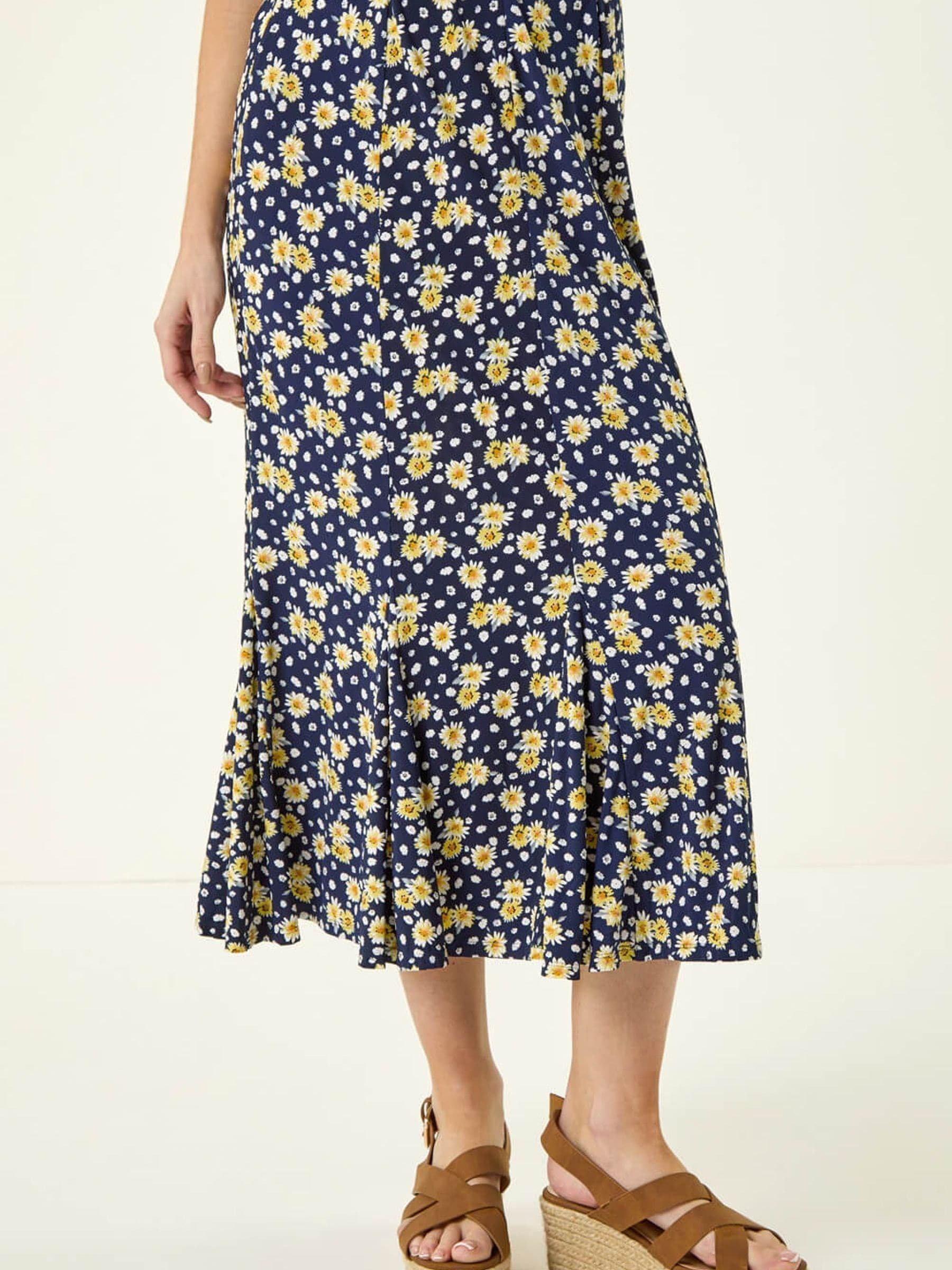 Buy Roman Yellow Daisy Print A-Line Stretch Skirt from Next USA