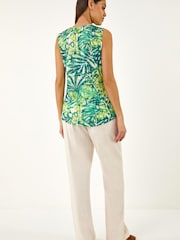 Roman Green Leaf Burnout Print Vest Top - Image 2 of 5