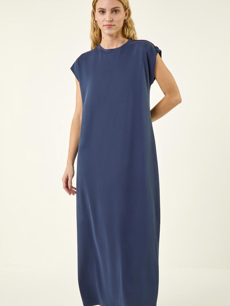 Roman Blue Button Detail Midi Dress - Image 2 of 5